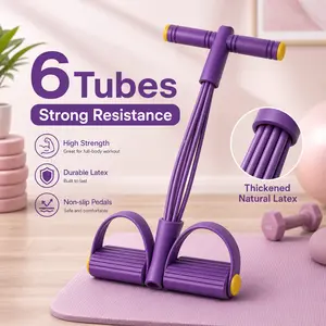 Upgraded 6‑Tube Foot Pedal Resistance Band with Anti‑Slip Handles, Natural Rubber Elastic Pull Rope, Full‑Body Home Workout Yoga Fitness Gear for Arms, Legs & Abs Training, Ideal Gift for Fitness Enthusiasts #SummerWins