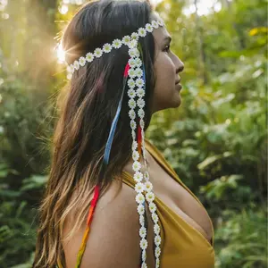 Daisy Chain Handmade Headband Peace Love Halos Rainbow Ribbon or Lace Variation