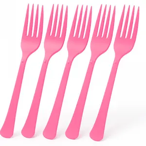 Bright Pink Plastic Forks - 50 Count