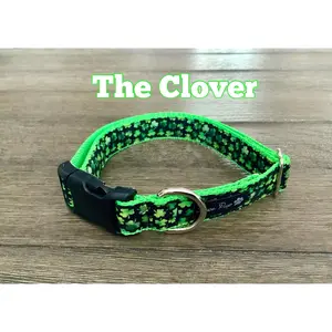 Irish Dog Collar with Green  Four Leaf Clovers for St. Patricks Day
