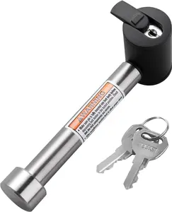 Hitch Receiver Pin Lock Stainless 5/8 Inch Trailer Receiver Lock for Class III IV 2 2-1/2 Inch Receiver, Fits Hitch Bike Rack Tray Ball Tow Rope for Trailer Truck Car Boat (1PACK, Silver)