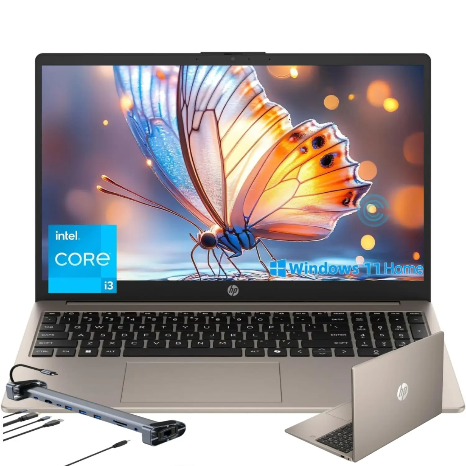 HP 15.6" FHD Touchscreen Laptop - i3-N305 CPU, Up to 32GB RAM, 512GB SSD, Intel UHD Graphics, Windows 11 Home, Wi-Fi 6, Bluetooth 5.3, for Students/Office, Bundled Accessories