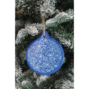 Blue Floral Clay Ornament