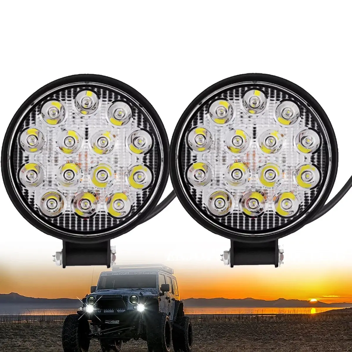 Car Led Round Light Bar 2PCS 4.5"  Spot Light Pod Off Road Fog Driving Roof Bar Bumper for Truck Equipment Vehicle Pickup UTV ATV Golf Cart