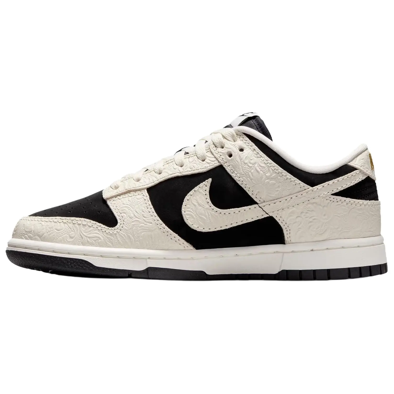 Nike Wmns Dunk Low 'Embossed Black Sail', Women, Shoe, Sneaker, Footwear, Rubber, Sports Shoes, Female, Casual Wear, Us W 10, True Size, Narrow Fit, Sleek Black Upper