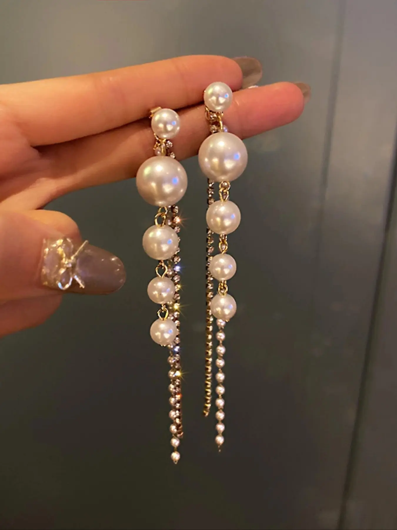 Elegant Pearl Embellished Dangle Earrings for Women, Faux Pearl Jewelry, Party Jewelry Accessories, Stylish Evening Wear Ear Studs, Unique Design for Ladies