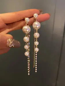 Elegant Pearl Embellished Dangle Earrings for Women, Faux Pearl Jewelry, Party Jewelry Accessories, Stylish Evening Wear Ear Studs, Unique Design for Ladies
