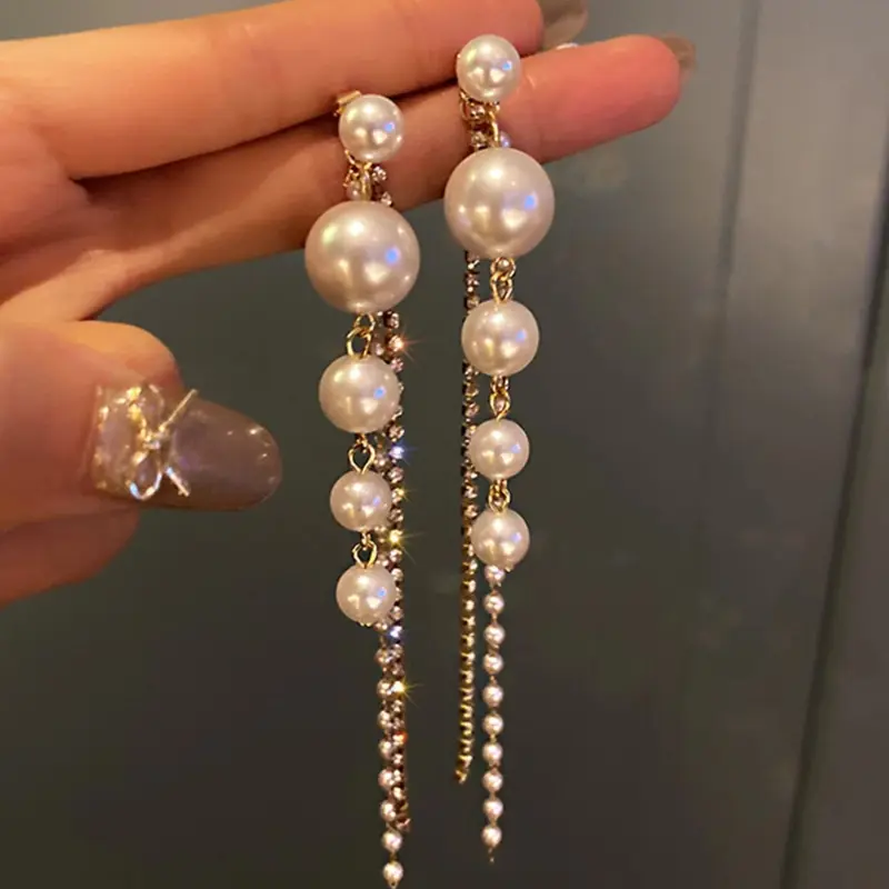 Elegant Pearl Embellished Dangle Earrings for Women, Faux Pearl Jewelry, Party Jewelry Accessories, Stylish Evening Wear Ear Studs, Unique Design for Ladies