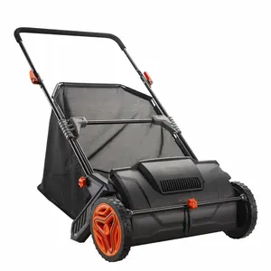 Lawn Sweeper 21 Inch - Leaf & Grass Collector - Heavy Duty Steel & Large 3.5 cu.ft. Hopper - 2 Spinning Brushes - Efficient Yard Clean Up Default