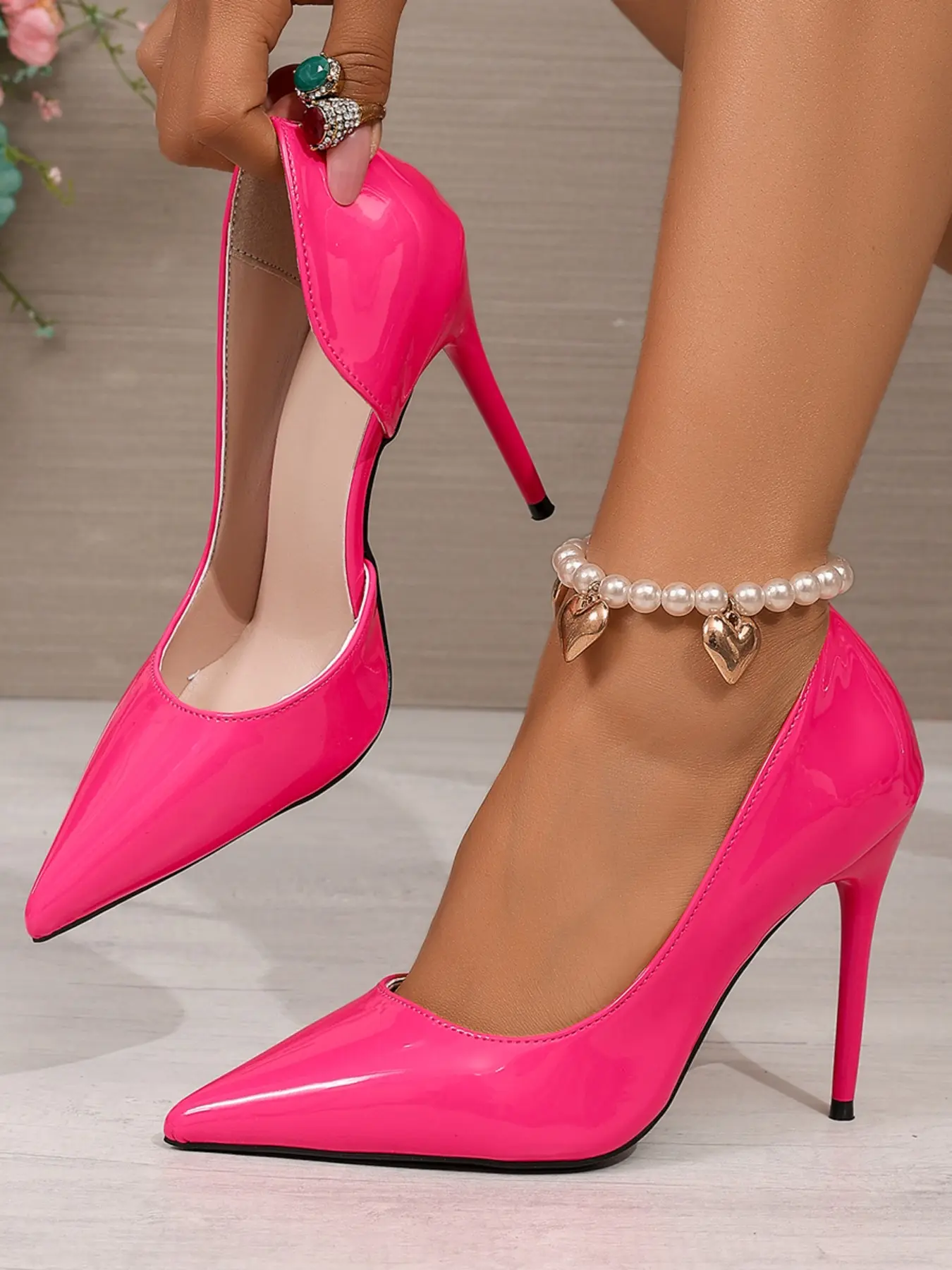 Side Hollow High Heel Women's Shoes, Stiletto Heels, Heeled Pointed Toe, Pointed Toe Stiletto, PU Leather, Rubber, Spring & Fall, Stylish, Fashion, Casual, Multiple Colors, Party & Office