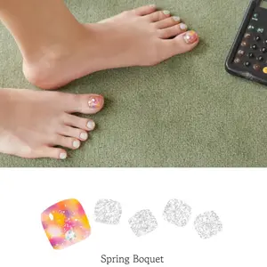 Semi-Cured Gel Pedicure Strips – Spring bouquet(Parts) | Odor-Free, Korean Premium Gel