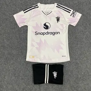 White MU Soccer Jersey Set 25/26 (no name, no number) Breathable Polyester Sports Outfit for Men | Clean & Trendy Football Fit