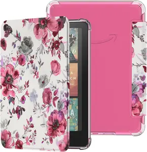Transparent Case for 7"  Kindle Paperwhite Signature Edition (12th Generation, 2024 Release) and Kindle Colorsoft Signature Edition (1st Gen), Clear  Cover (Rose Floral)