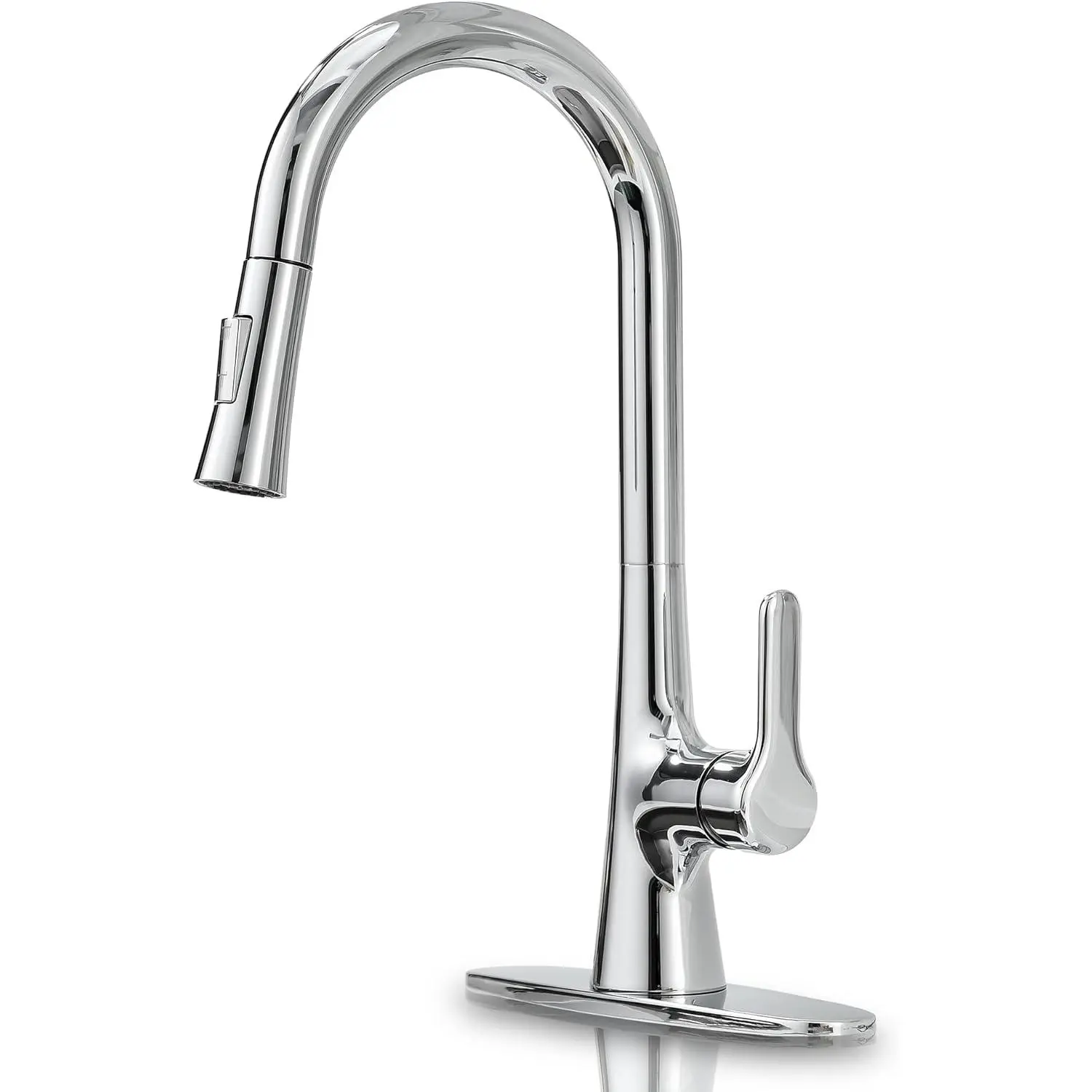 Kitchen Faucet with Pull Down Sprayer, Polished Chrome Kitchen Sink Faucet 1 or 3 Hole, High Arc Single Handle Spot Resist Stainless Steel Kitchen Faucets for Farmhouse Camper Laundry Rv Bar