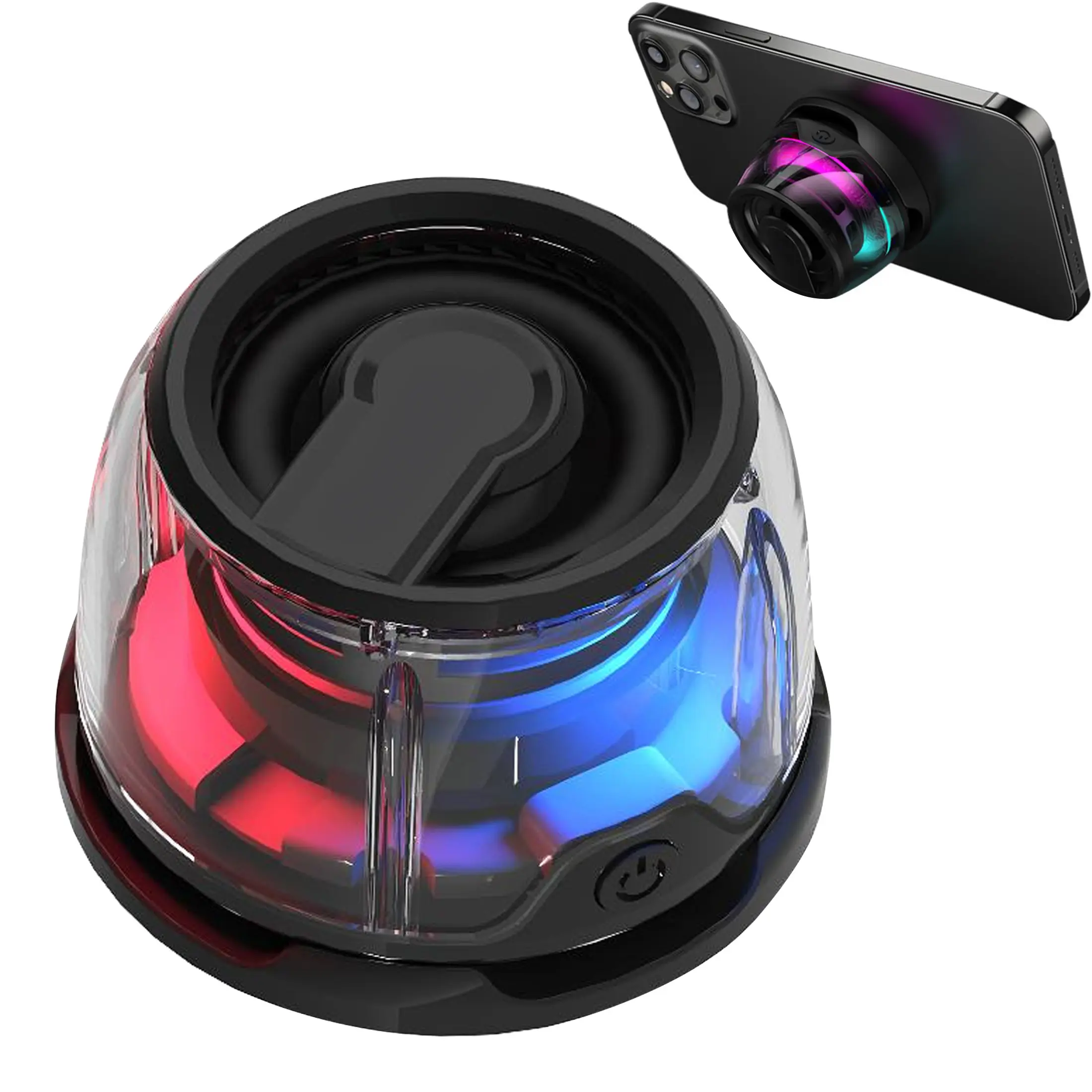 Magnetic Bluetooth Speaker,Multifunctional Portable G200 Speaker with Multi RGB Color Light Show-3D Surround Sound Effect,Phone Stand for iPhone, Android, TWS Pairing (Black)