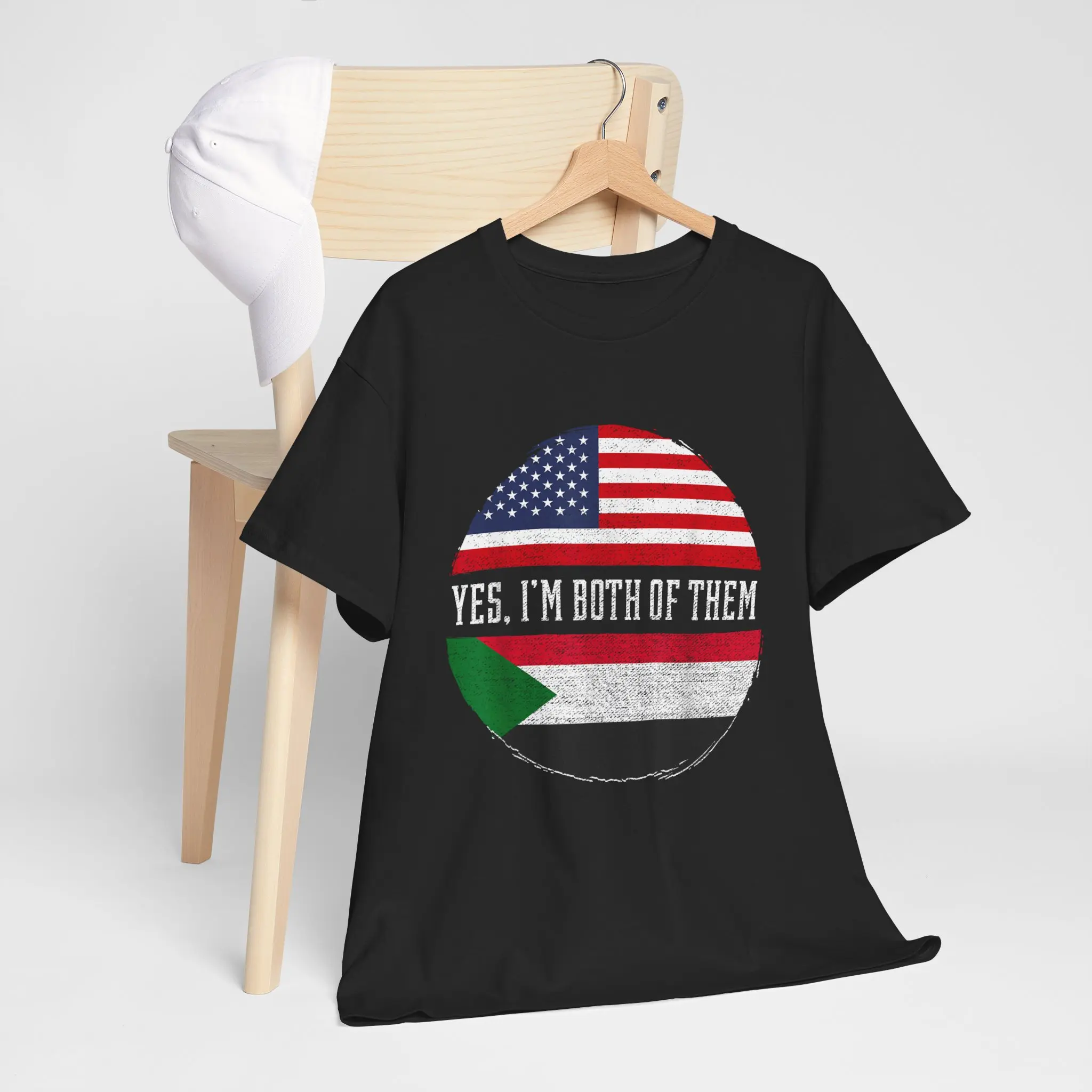USA Flag Sudan Heritage DNA T-Shirt Unisex T-Shirt, Short-sleeve, Full Color Casual Cotton
