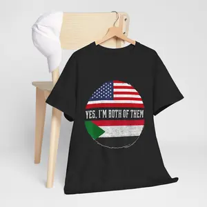 USA Flag Sudan Heritage DNA T-Shirt Unisex T-Shirt, Short-sleeve, Full Color Casual Cotton