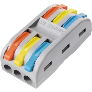 Wire Connectors Nuts, 25Pcs 3 Conductor Compact Splicing Wire Connectors with Colored, 2 and 3 Circuit Inline Splices, 28-12 AWG[ SPL-3]