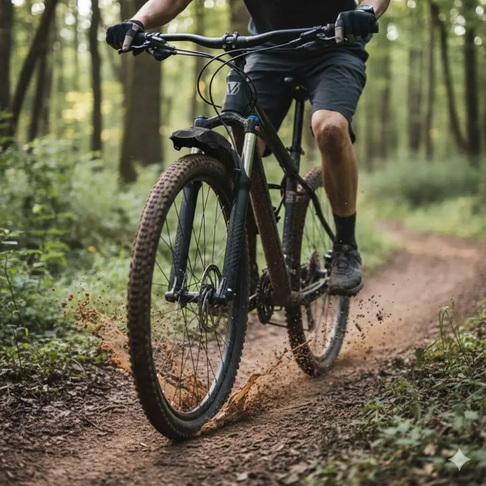 No-Install Bike Mudguard, Extended Splash-Proof Fender for Mountain & Road Bikes, Elastic Strap Fixing, Shock-Resistant & Anti-Rust, Universal Multi-Terrain Use.