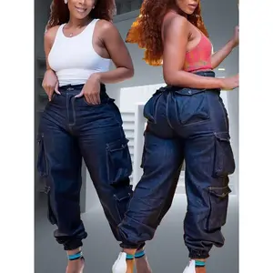 Women's high waisted work pants - elastic wide leg pants with multiple practical pockets, designed elegantly and stylishly