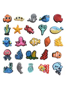 25pcs Cute Ocean Theme Shoe Charms, Cartoon Sea World Accessories for Crocs, DIY Removable Shoe Clips, Party Gifts with Nemo