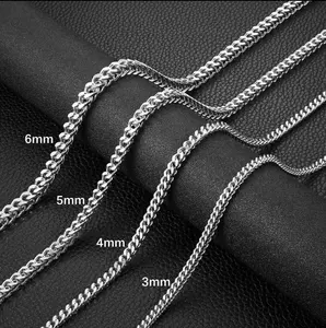 Men’s Silver Stainless Steel Franco Chain - Rust-Resistant Link Chain Jewelry Necklace, Strong & Durable Hip Hop Accessory for Daily Wear Costume Jewelry, Rust-Resistant Necklaces