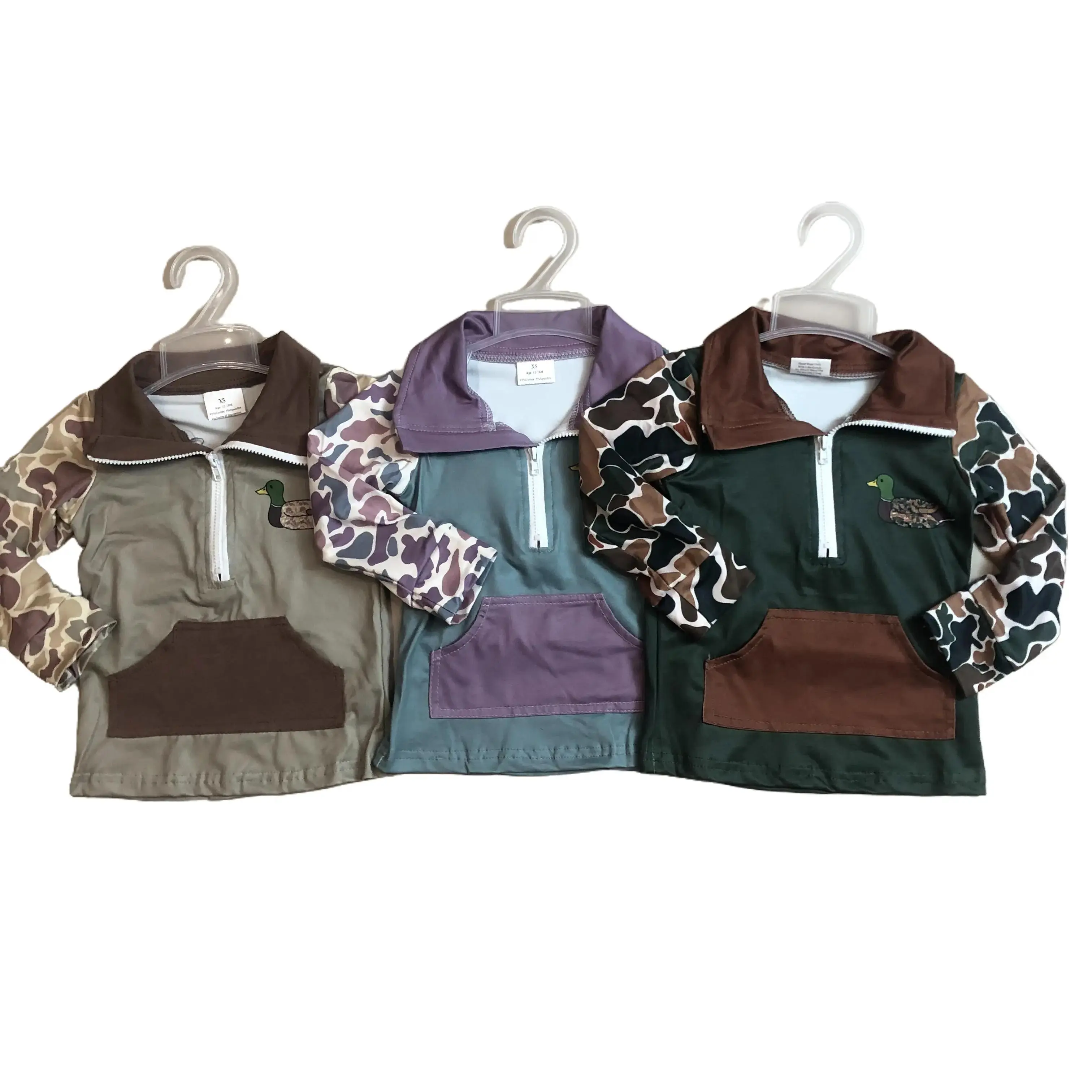 Boys' Mallard Camo Half-Zip Hunting Pollover - Winter Long-Length Spandex Blend Top with Medium Stretch, Basic Look, Boys' Hoodies & Sweatshirts