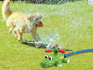 4-in-1 Kids Water Sprinklers T Ball Set & Water Ball Toy, Crocodile Baseball Sprinkler for Backyard Outdoor Summer Toys for Boys Girls Outside Yard Water Game Toys for Kids Toddlers Ages 3-8