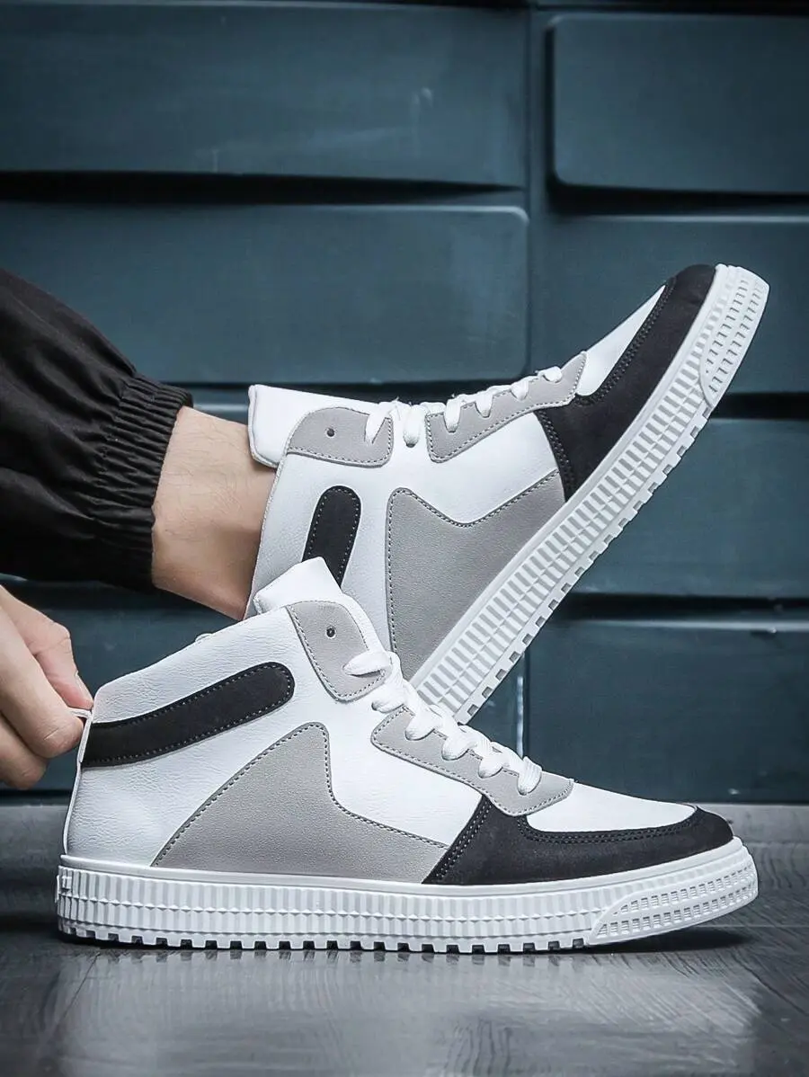 Men Fashion Simple Casual Sports Canvas Shoes, High Top Breathable Athletic Sneakers Cushioned Wide Toe Box  Training Closed Trainer Runner