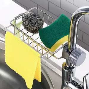 Sink Caddy Organizer, Kmeivol Kitchen Faucet Sponge Holder, Drainer Caddy for Dishwashing, Stainless Steel Faucet Storage Rack Hanging, Shelf Soap Sponge Storage Rack, Holder Faucet Sponge Hanging. long mat