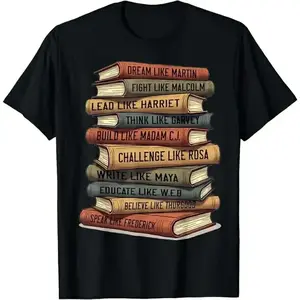 Dream Like Martin Black History Leaders Book Stack T-Shirt