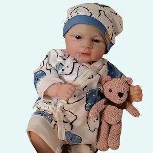 Elijah Reborn Doll 17 Inch Hand-Painted Hair Baby Toy with 2 Outfits Blue Eyes Vinyl Boy Collectible Gift for Kids Christmas Festival Birthday