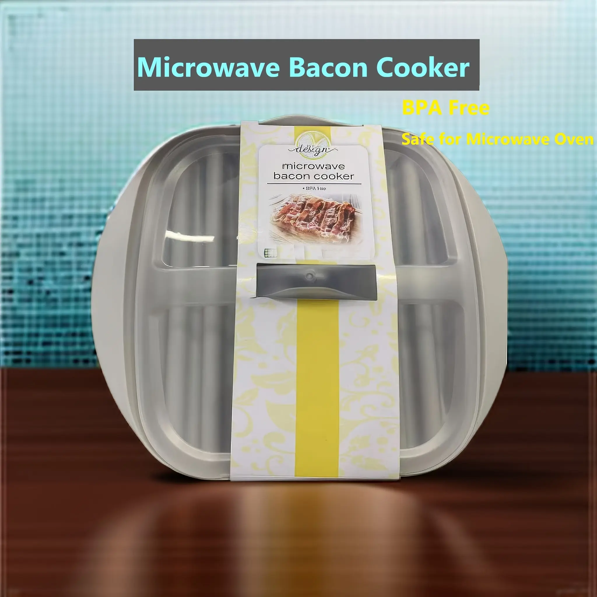 10.8IN 1pc Household Silicone Microwave Bacon Maker Microwavable Bacon Grill ,Bacon Tray, Pizza Tray, Sauce Tray, Microwave Oven Cooker, Red White, BPA Free
