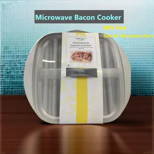 10.8IN 1pc Microwave Bacon Maker Microwavable Bacon Grill ,Bacon Tray, Pizza Tray, Sauce Tray, Microwave Oven Cooker, Red White