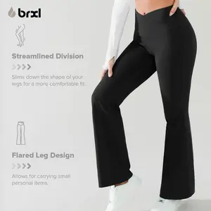 BRXL【Discount for live】High Waisted Crossover Flare Yoga Leggings - Hip Curve Work Pants Sports Soft Style Comfort Yoga Trousers Workout Bottoms-brxl-3