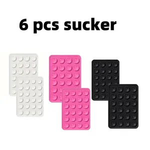 6 Pack Silicone Suction Phone Case Mount, Silicon Adhesive Suction Cup Phone Mount, Non Slip Sticky Phone Grip for Cellphone, Strong Grip Holder for Selfies and Videos
