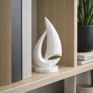 Modern Minimalist Sailboat Ornament - Streamlined Nautical Statue, Desktop Home Office Decor Figurine Movie Teddy Bear Plush Toy Set