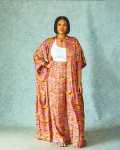 Autumn Flora Satin Kimono Set