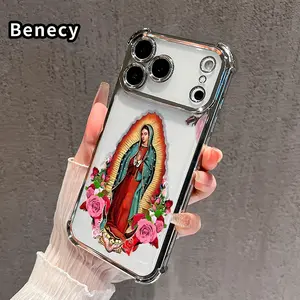 Clear Four Corners Anti-drop Phone Case For iPhone 17 Pro Max 16 15 Plus Air 14 13 12 11 E Protective Cover Divine Rose Icon Printed Shockproof Cellphone Casing