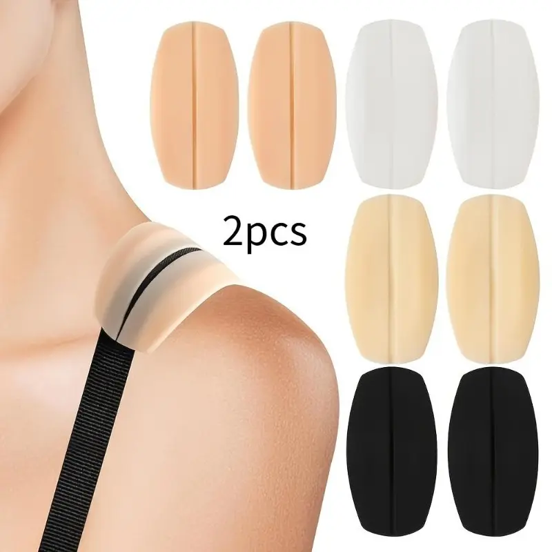2pcs Non-Slip Silicone Shoulder Pads for Women's Lingerie and Underwear - Soft and Invisible Bra Strap Cushions for Comfortable Wear