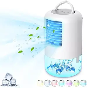 Portable Air Conditioner Touch Screen Night Light, 16.90oz Water Tank Capacity, Humidifier & Misting Fan, Personal Space Timed Features, White