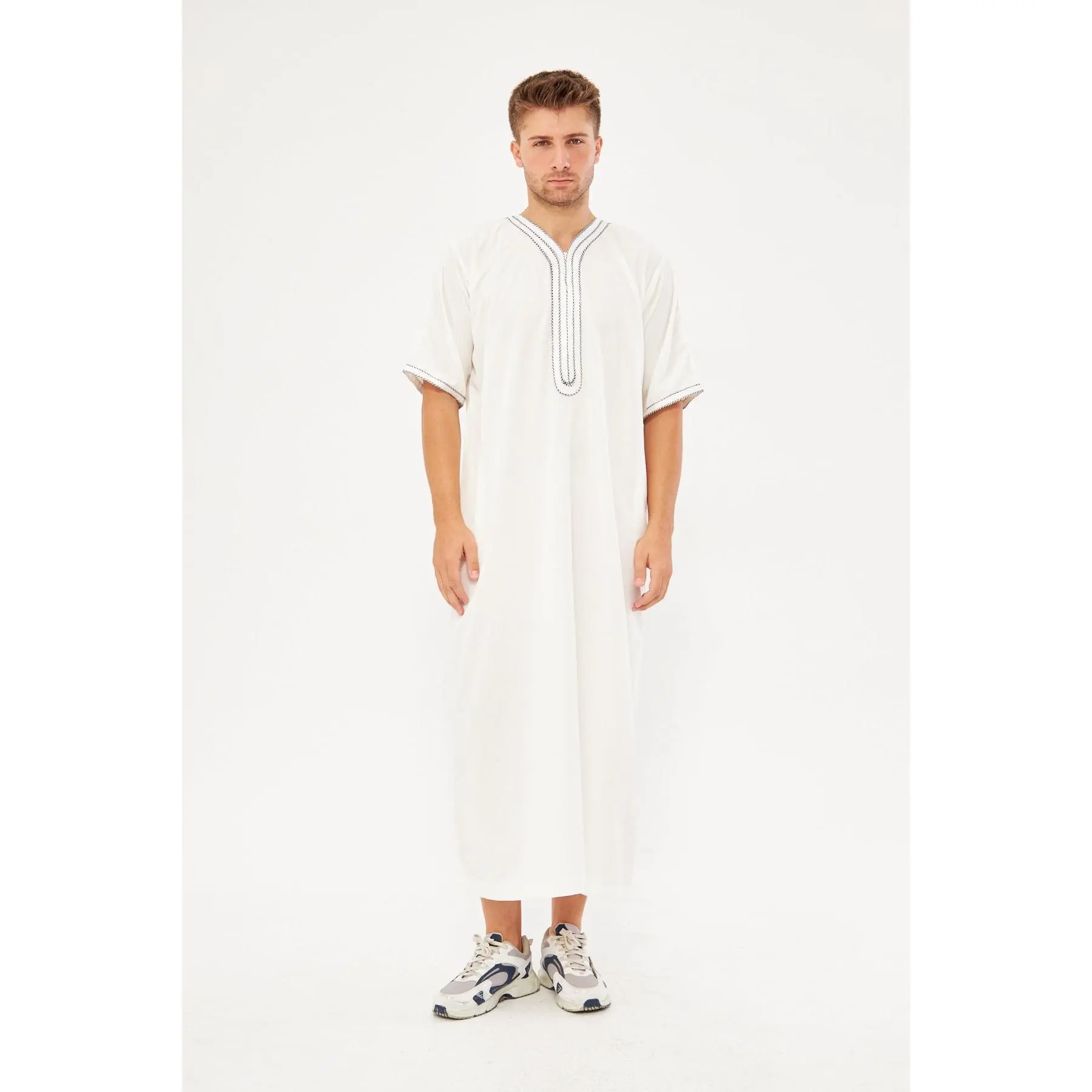 Moroccan Short Sleeve Thobe - White