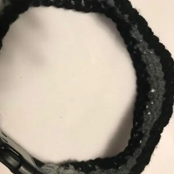 Crocheted Dog Collar - Soft Black Color with Ribbed Design collars rechargeable collar