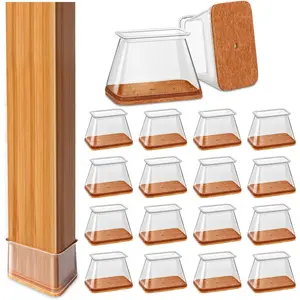 28Pcs Clear Rectangle Chair Leg Floor Protectors Silicone Caps Felt Furniture Pads Chair Sliders for Hardwood Floors, Protect Floors From Scratches, Fits 1.12"-1.5"L x 0.75"-1"W