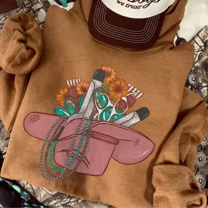 Hairstylist Cosmetologist Cowboy Hat Hoodie, western clothing, crewneck western outfits women’s clothes, western cowgirl stuff, western tops graphic t-shirts, country western tops, sweatshirts for women, western graphic tee women country clothing