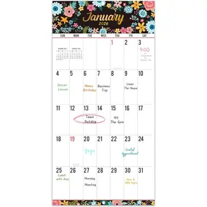 2026 Wall Calendar - 12-Month 2026 Monthly Calendar, Jan. 2026 - Dec. 2026, Large Print Big Grid Wall Calendar, 12" x 24" (Open)