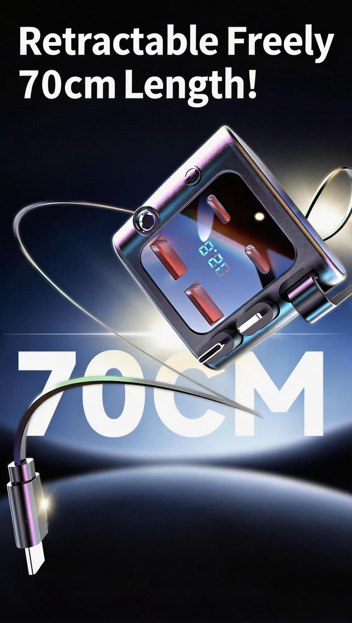 7-in-1 Ultimate Car Charger! Level up yourdrive with 60W Starlight projection, retractablecables for zero mess, and 3.1A fast charging.Real-time voltage monitoring keeps your ridesafe. Must-have car gadget for 2026