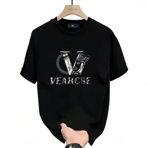 2025 new men's stylish pure cotton round-neck casual printed T-shirt, suitable for both men and women   good graphic tees Menswear Soft Breathable Knitted