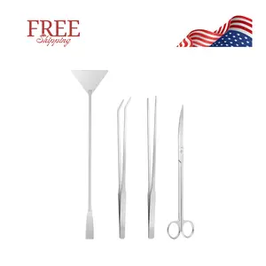 Aquarium Kit - 4PCS Terrarium Supplies Include Long Tweezers, Feeding Tongs, Aquarium Scissors, Algae Scraper