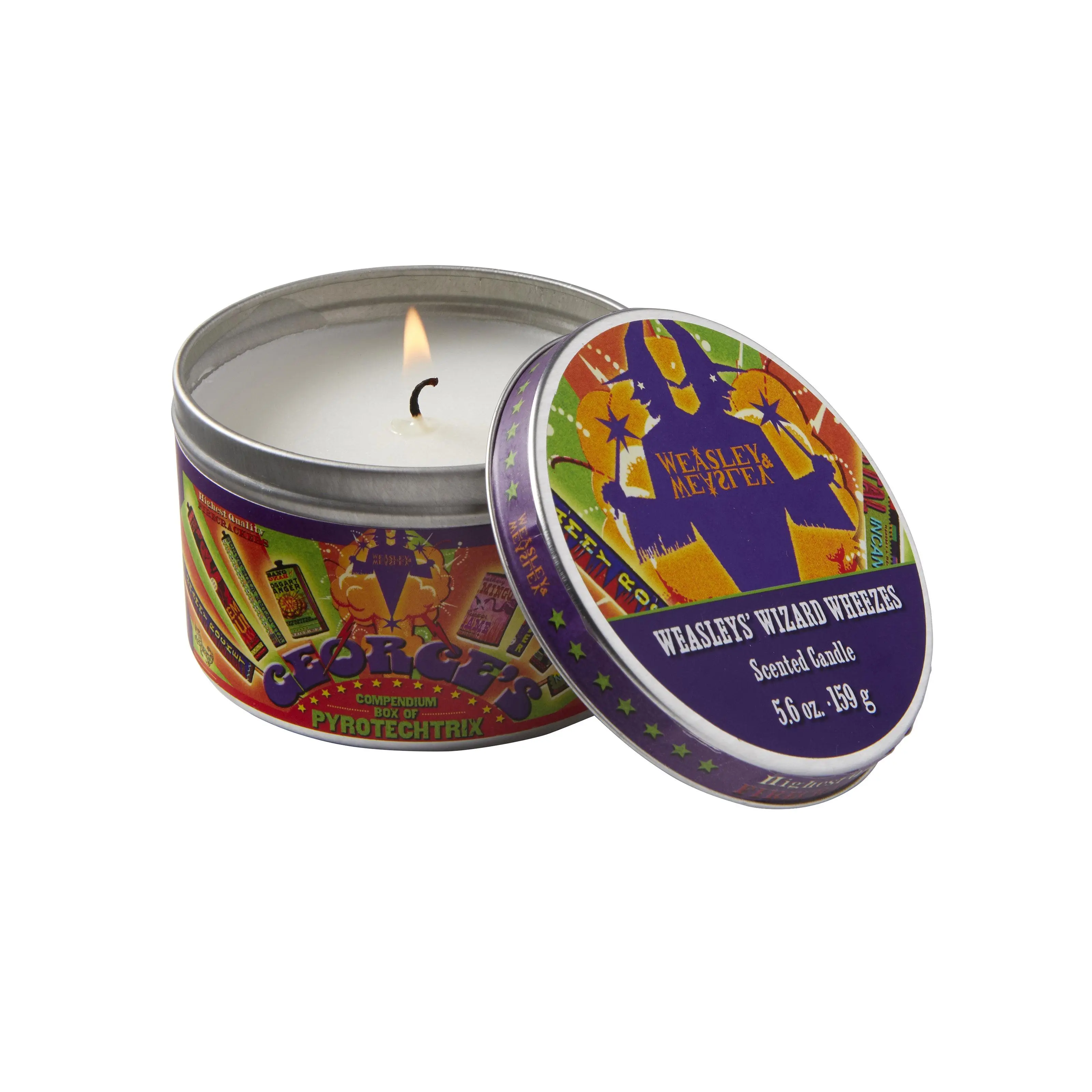 Harry Potter Weasleys' Wizard Wheezes Decorative Prefilled Tin Candle - Paraffin Wax, Mint Scent, 5.6 oz., Home Fragrance Decor Accent